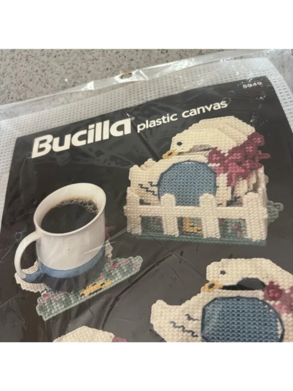 New 90s Bucilla 5949 Geese Coasters 7 Piece Plastic Canvas Craft Kit Vintage